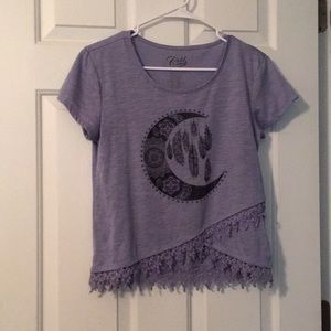 Soft blue with moon & feather design